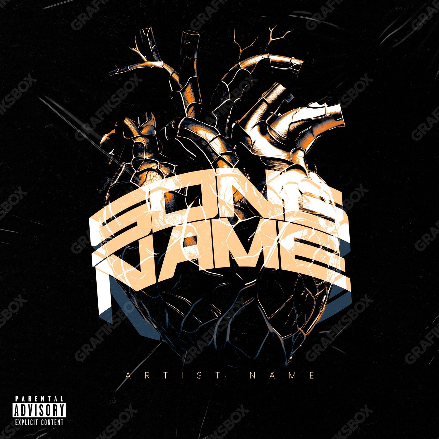 Metal heart premade cover art