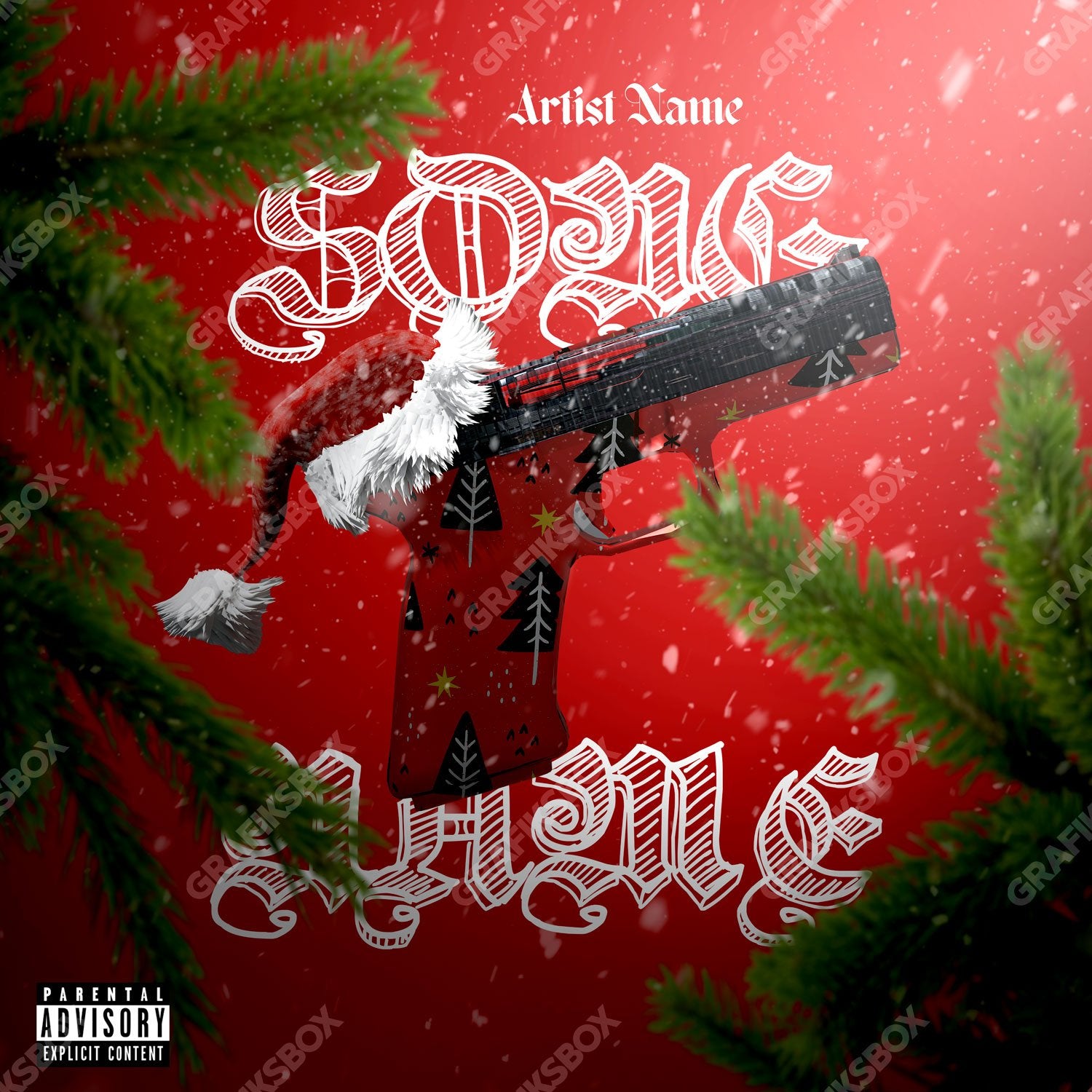 Red Xmas premade cover art